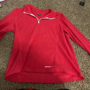large, red, Eddie Bauer, half zip size large